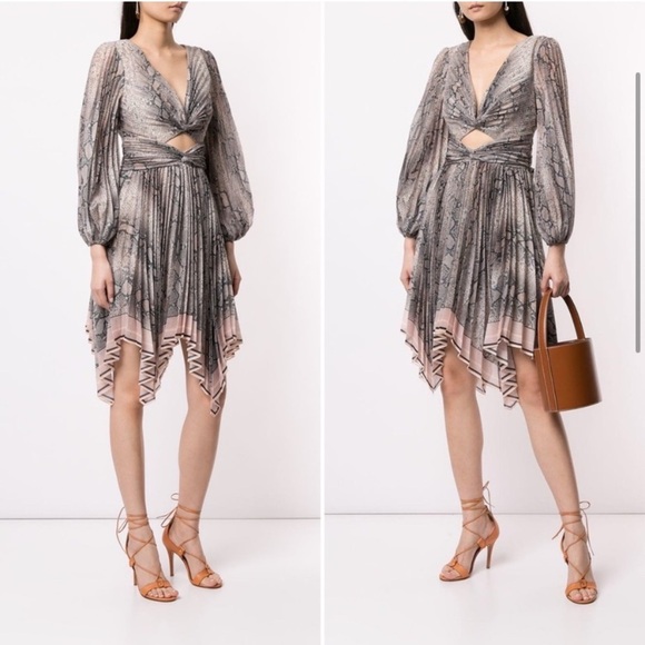 NWT ZIMMERMANN Midi Dress Wedding Cutout Pleated Silk Long Puff Sleeve Size 0 4‎ - Picture 4 of 17